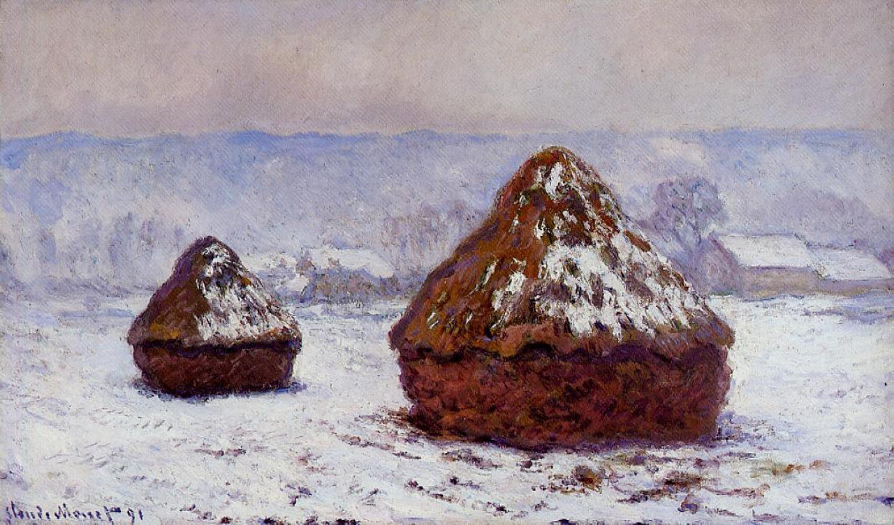 Клод Моне картина - Стога сена. Эффект снега 1891г - Клод-Моне.рф